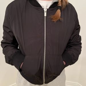 Garage Black Bomber Jacket with grey hood